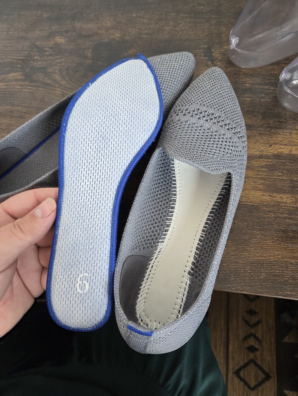 Gray Knit Pointed Toe Ballet Flat Shoes Slip On Preppy Comfy Office School 6 - Picture 9 of 9